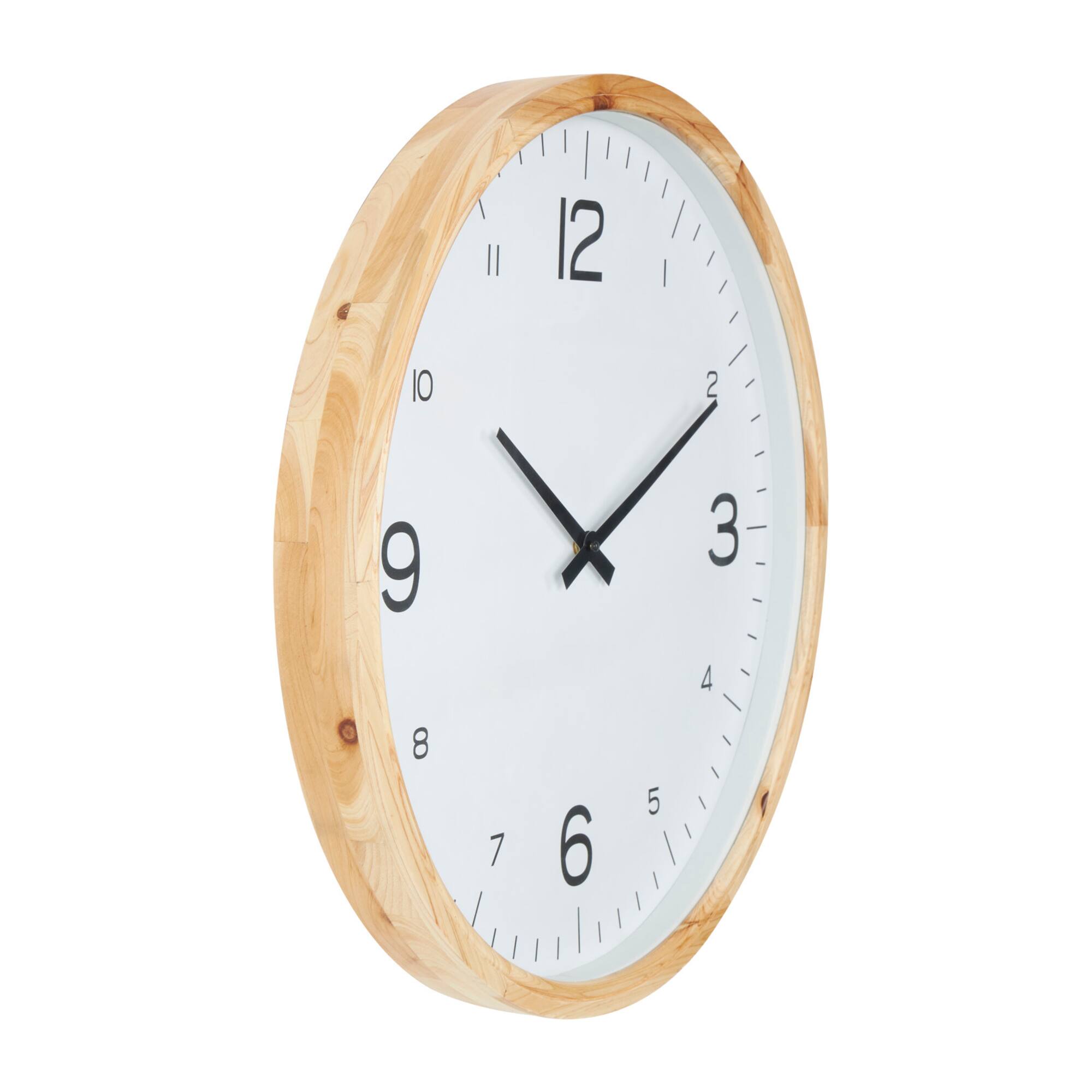 23" Light Brown Framed Wall Clock